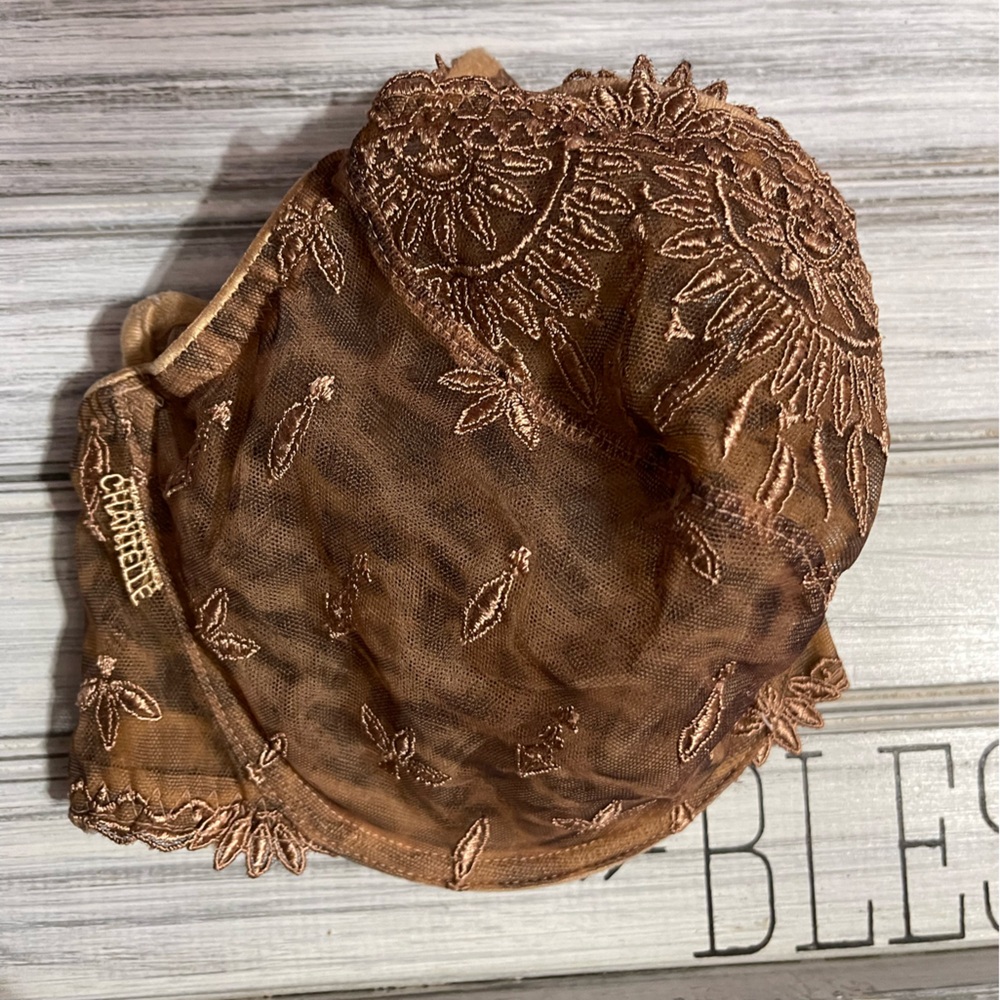 Chantelle animal print bronze sheer embroidered lace bra. Size 32DD - Picture 3 of 4